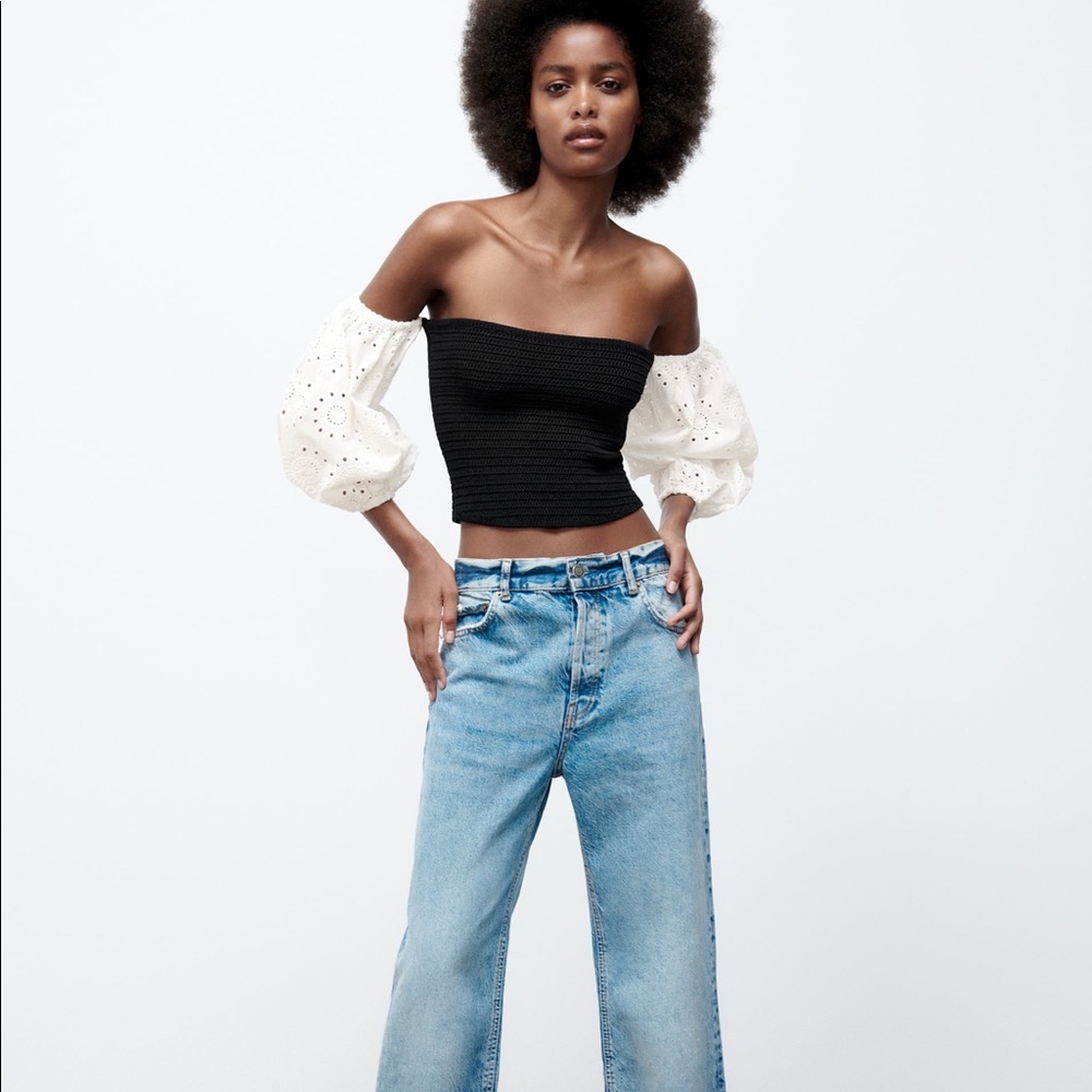 Zara COMBINATION KNIT TOP - Picture 2 of 5